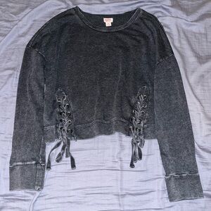 mossimo supply co dark grey lace up sweatshirt size xl
